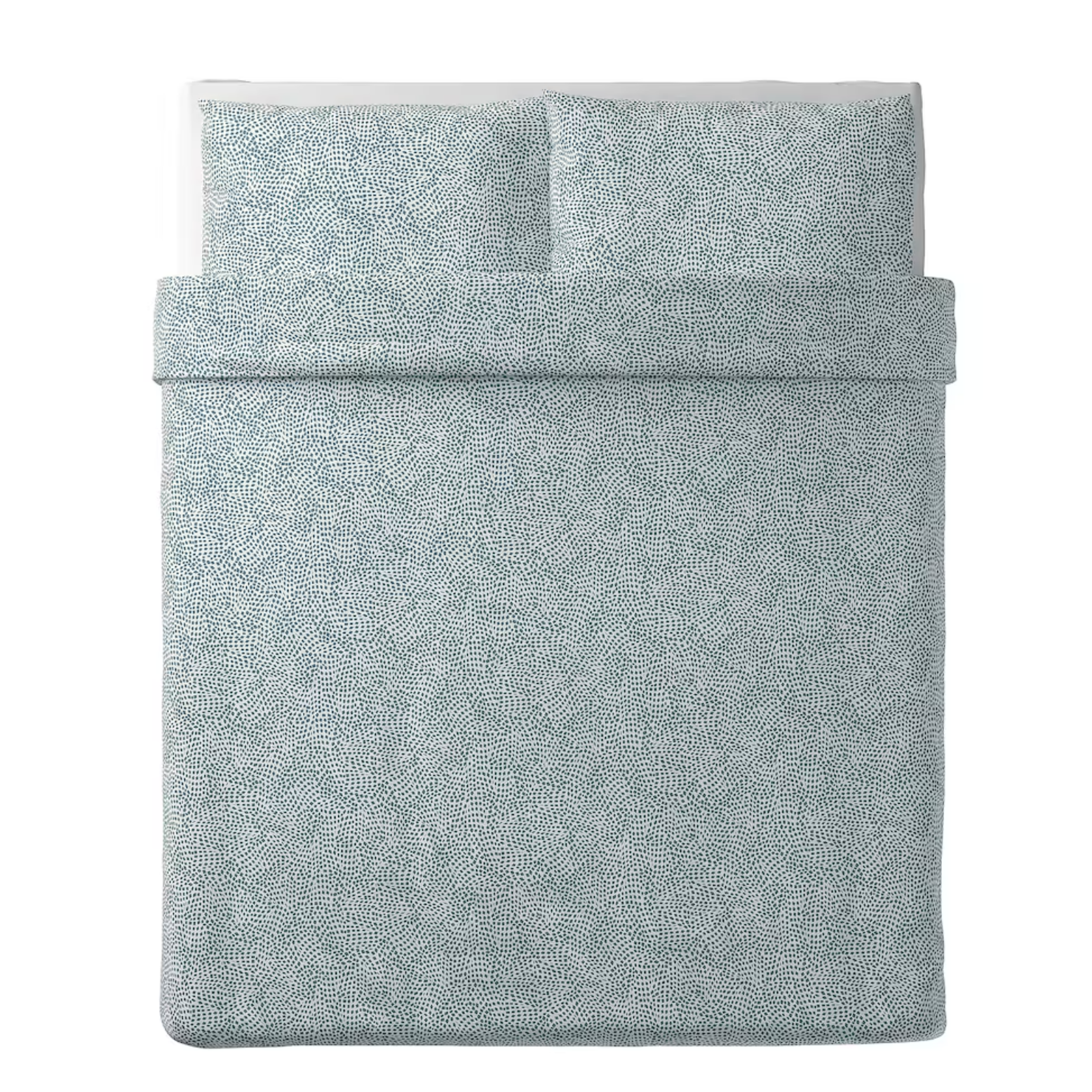 TRADKRASSULA Duvet cover and 2 pillowcases, white/blue
