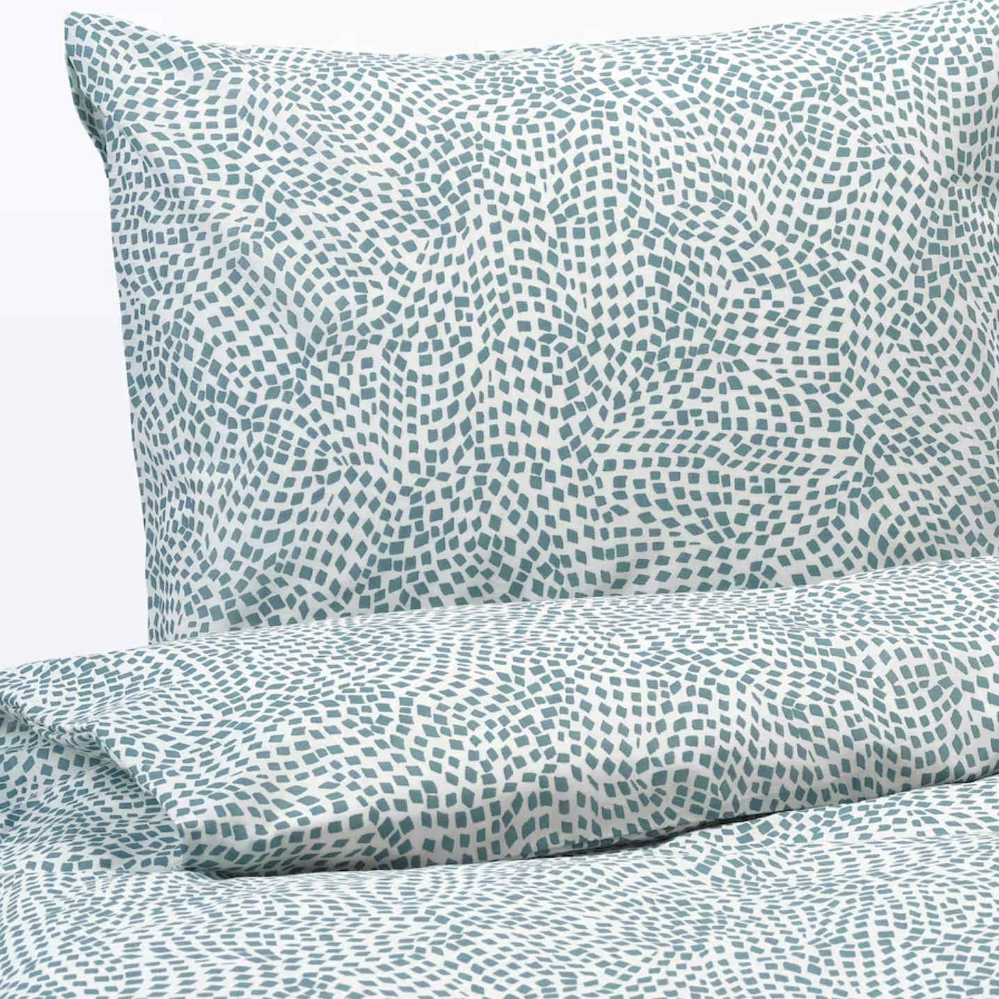 TRADKRASSULA Duvet cover and 2 pillowcases, white/blue