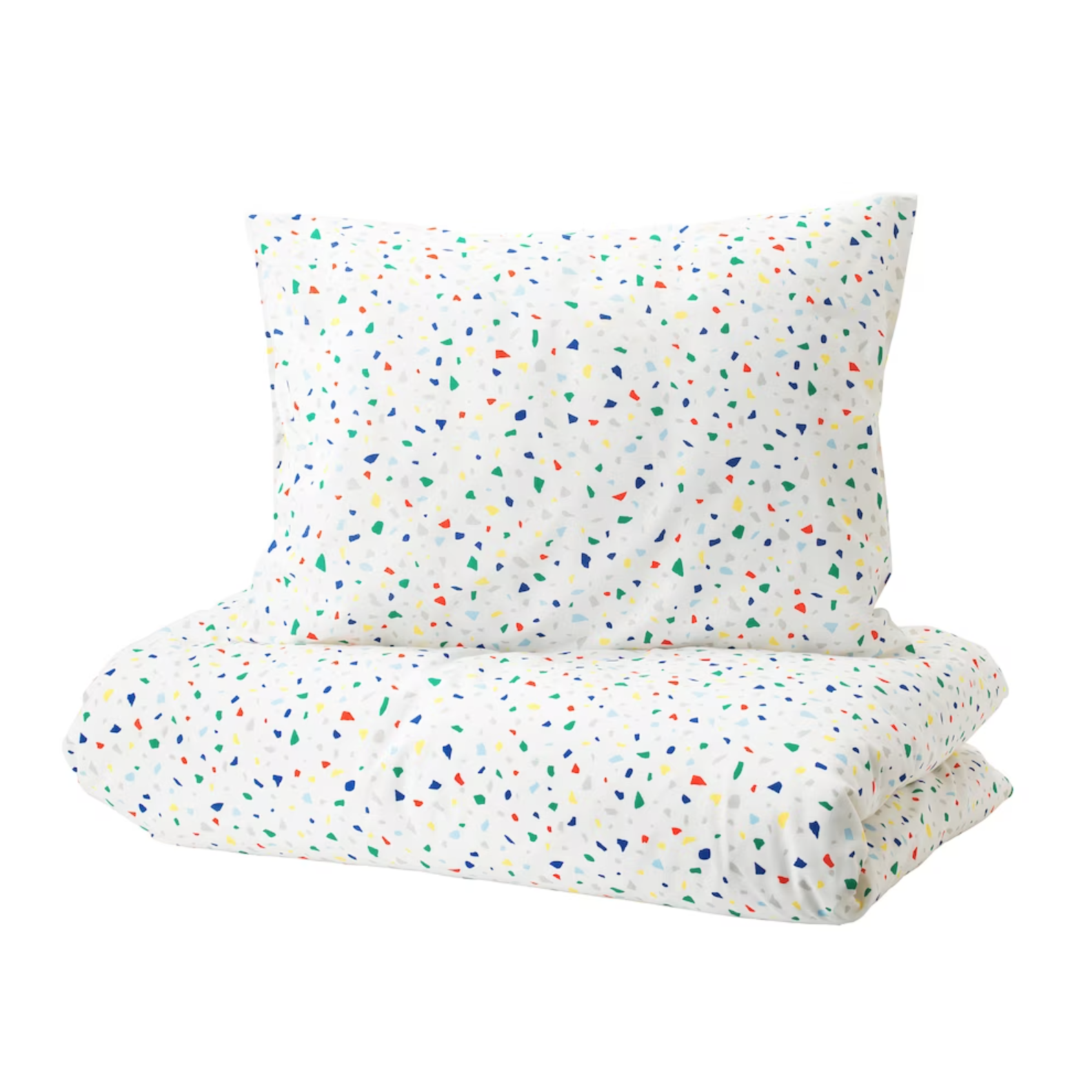 MOJLIGHET Duvet cover and pillowcase, white/mosaic patterned 150x200/50x80 cm