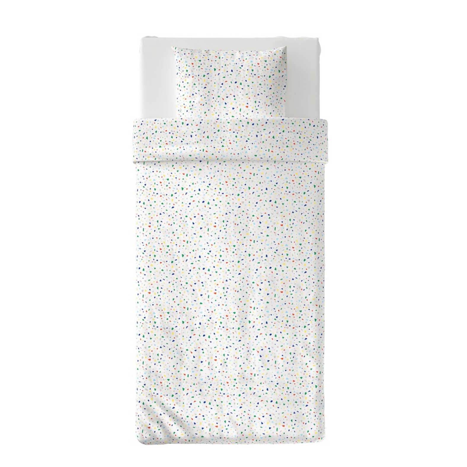 MOJLIGHET Duvet cover and pillowcase, white/mosaic patterned 150x200/50x80 cm