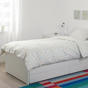 MOJLIGHET Duvet cover and pillowcase, white/mosaic patterned 150x200/50x80 cm