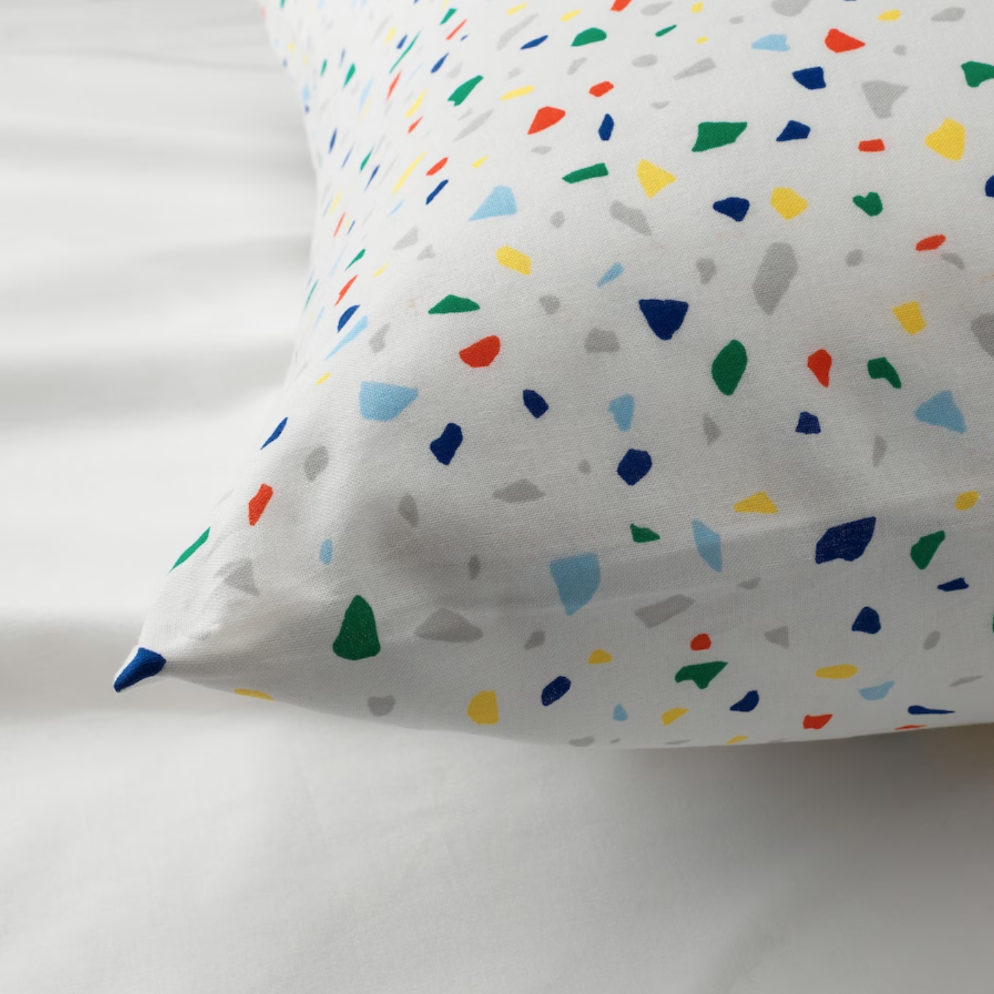 MOJLIGHET Duvet cover and pillowcase, white/mosaic patterned 150x200/50x80 cm