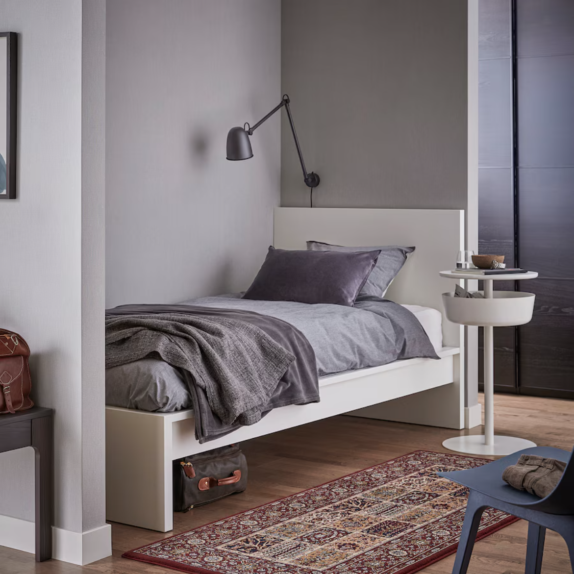 MALM Bed frame, high, white/Luröy, 90x200 cm