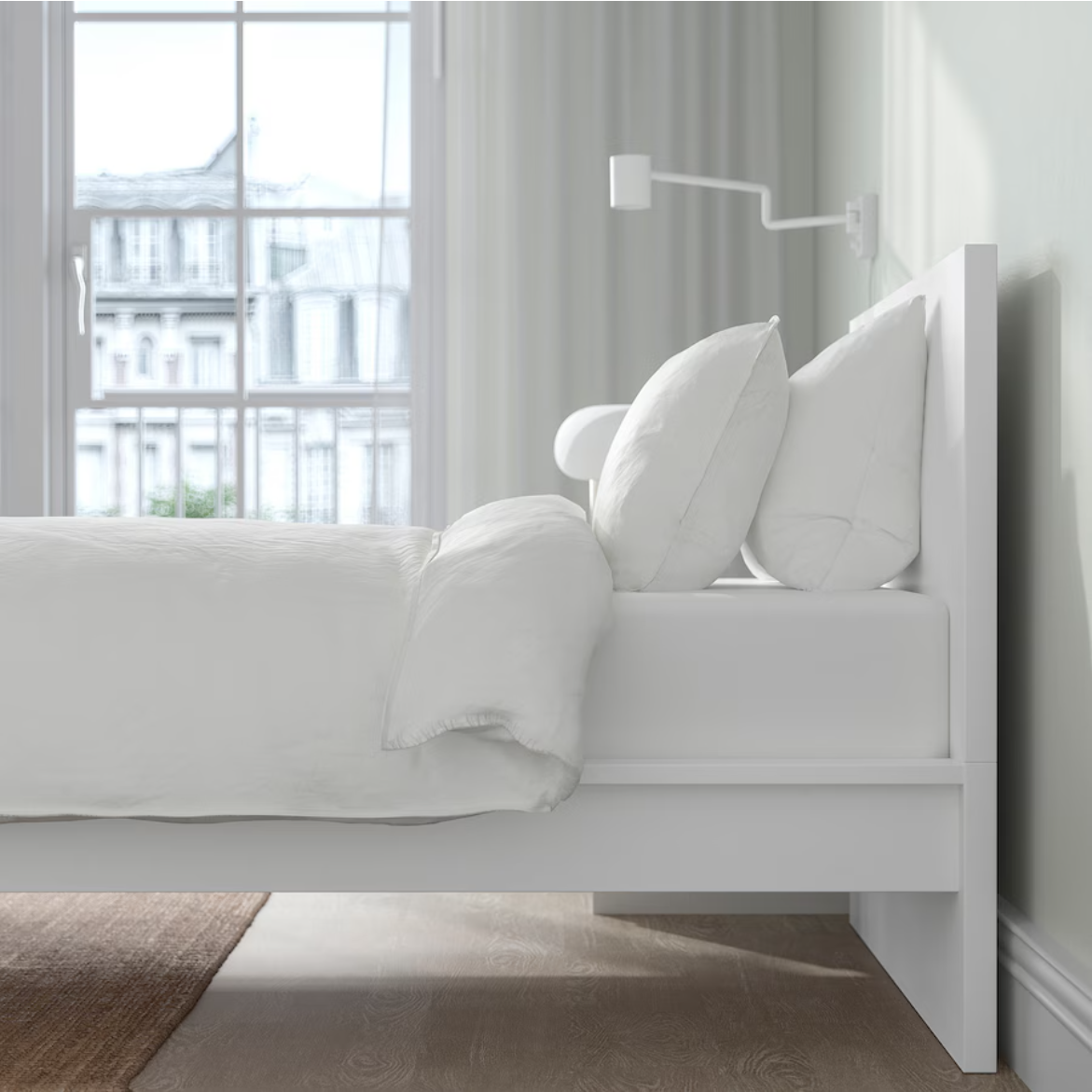 MALM Bed frame, high, white/Luröy, 90x200 cm