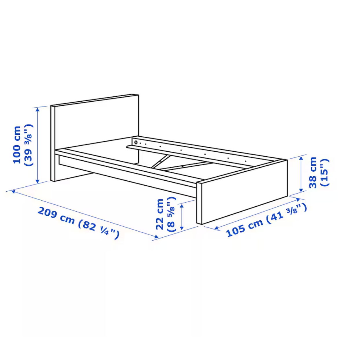 MALM Bed frame, high, white/Luröy, 90x200 cm