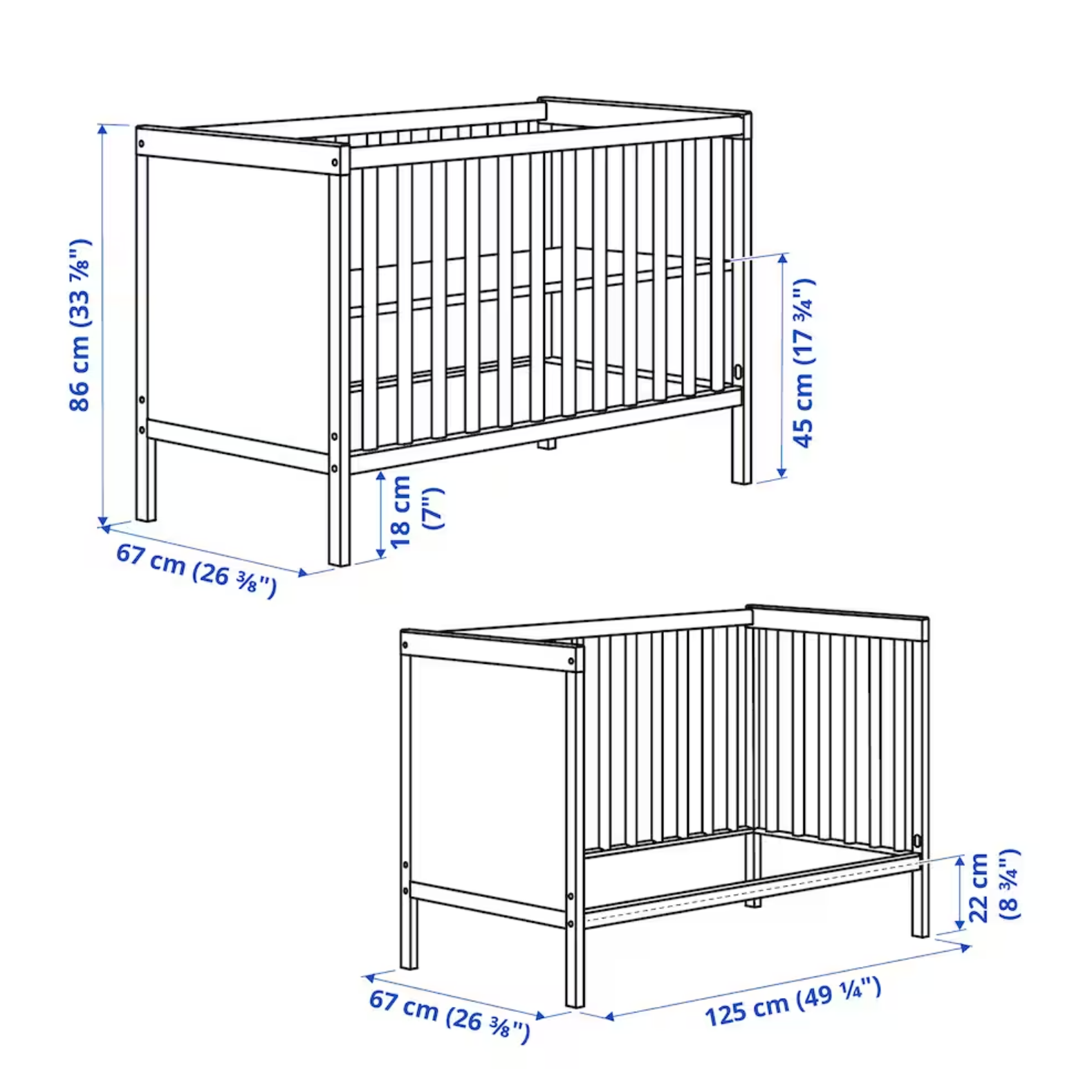 SUNDVIK Cot, white, 60x120 cm