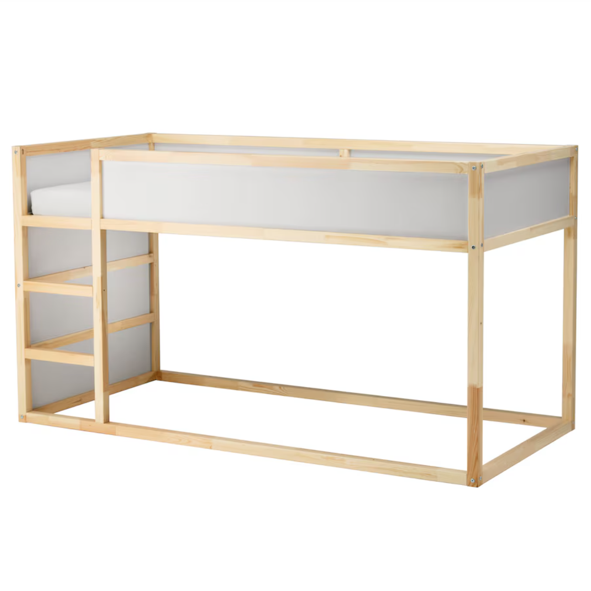 KURA Reversible bed, white/pine, 90x200 cm