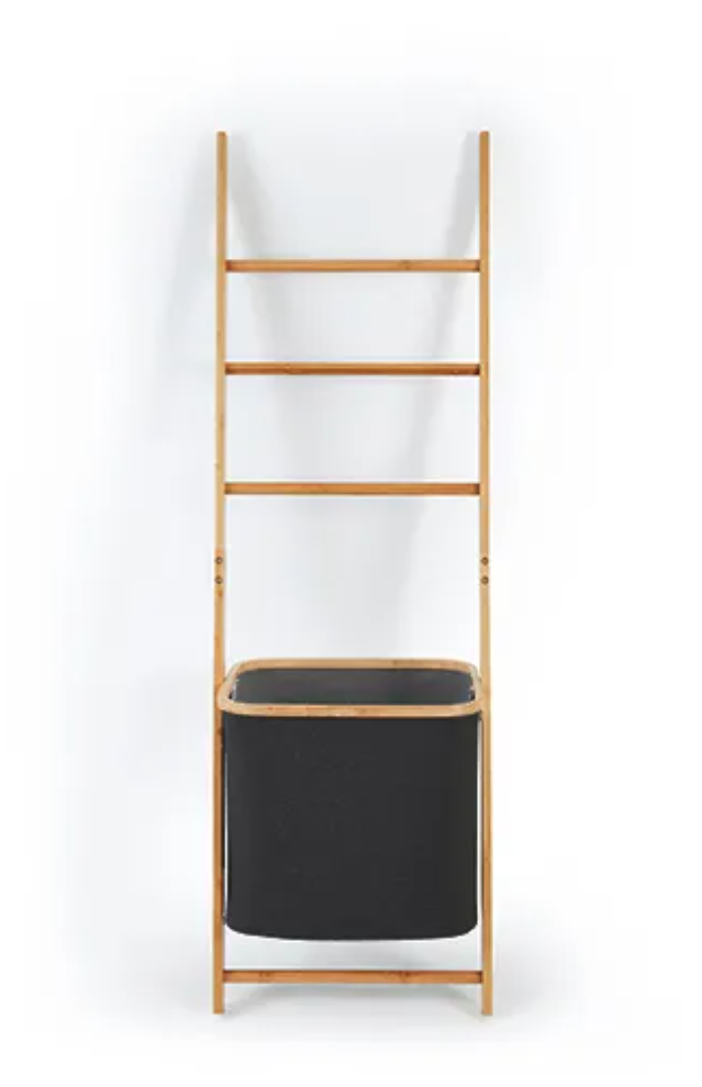BAMBOO Laundry Ladder with removable hamper - Black