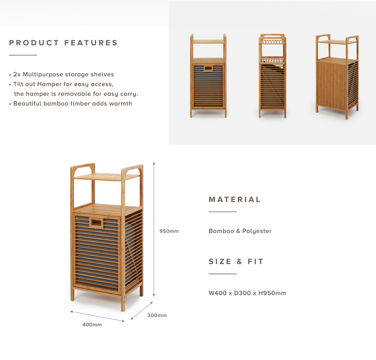 BAMBOO Laundry Storage and Hamper