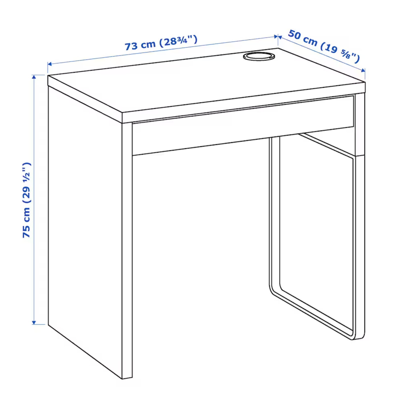 MICKE Desk, black-brown, 73x50 cm