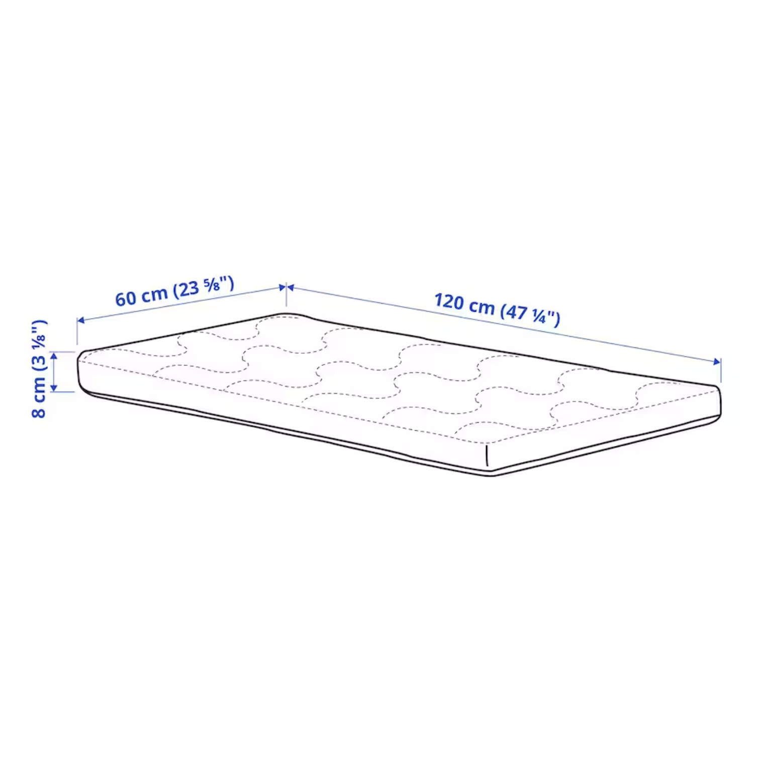 KRUMMELUR Foam mattress for cot, 60x120x8 cm