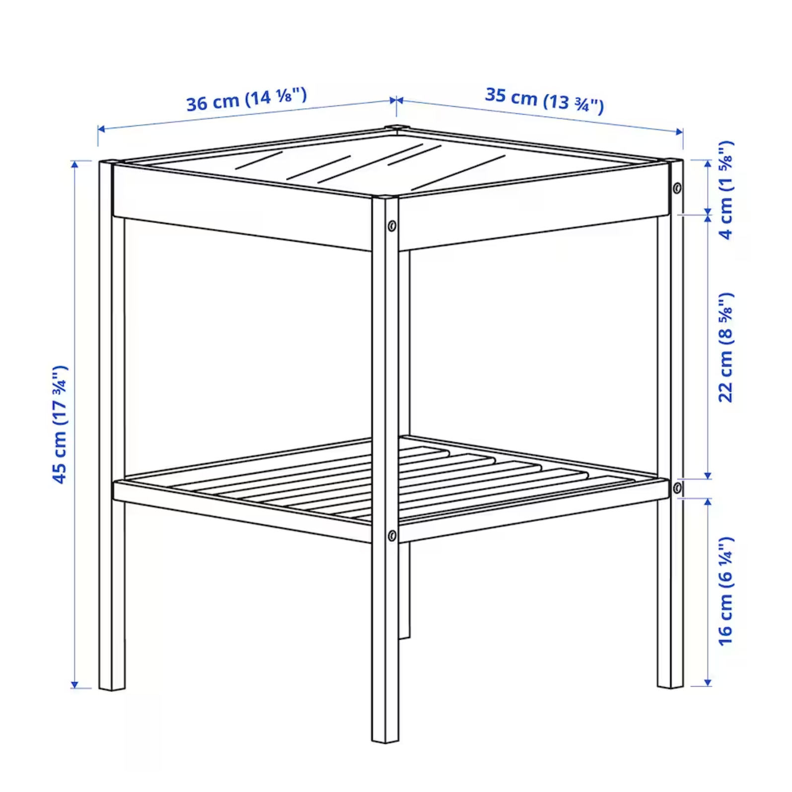 NESNA Bedside table, bamboo, 36x35 cm