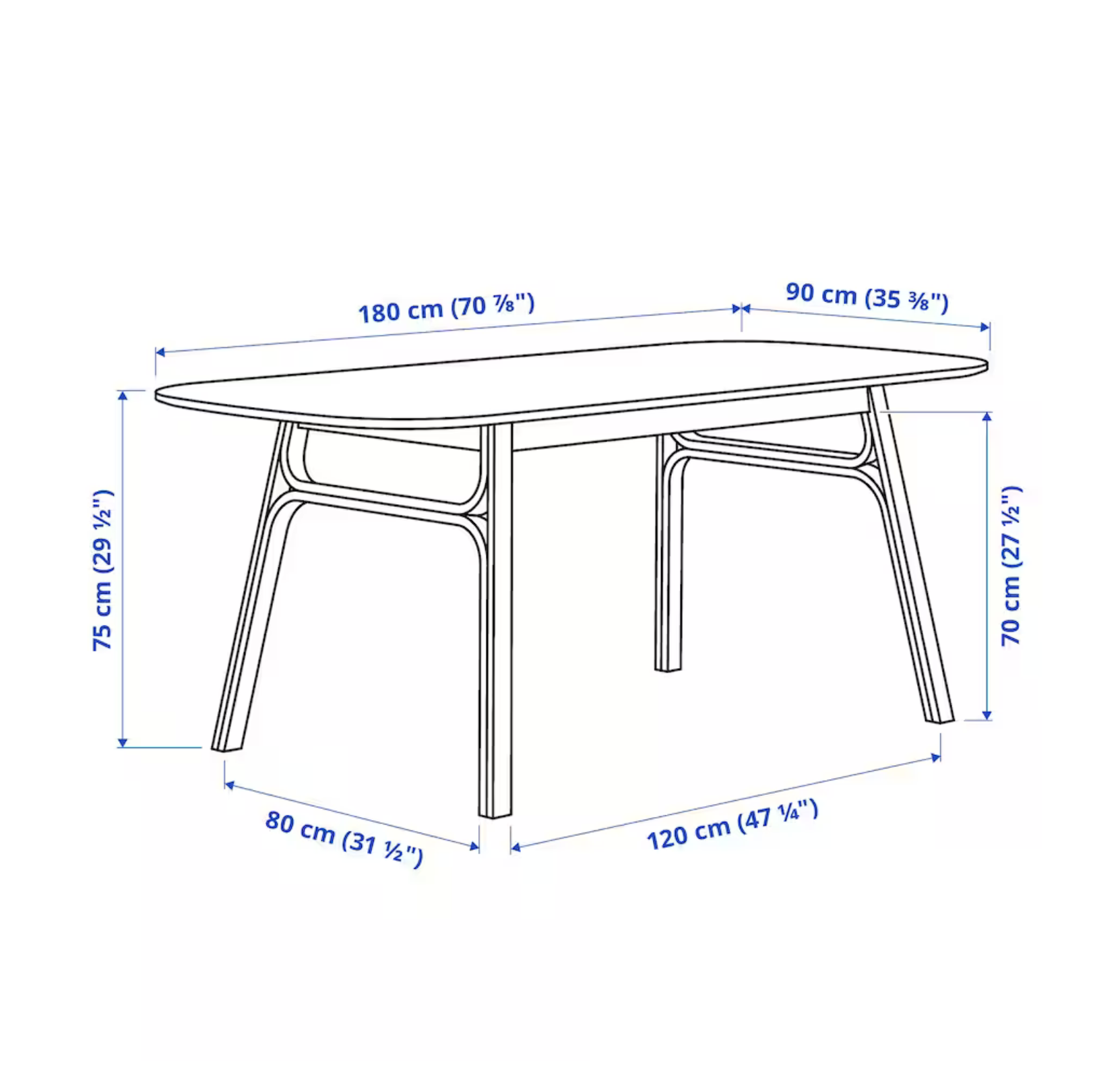 VOXLOV / VOXLOV Table and 4 chairs, bamboo/bamboo, 180x90 cm