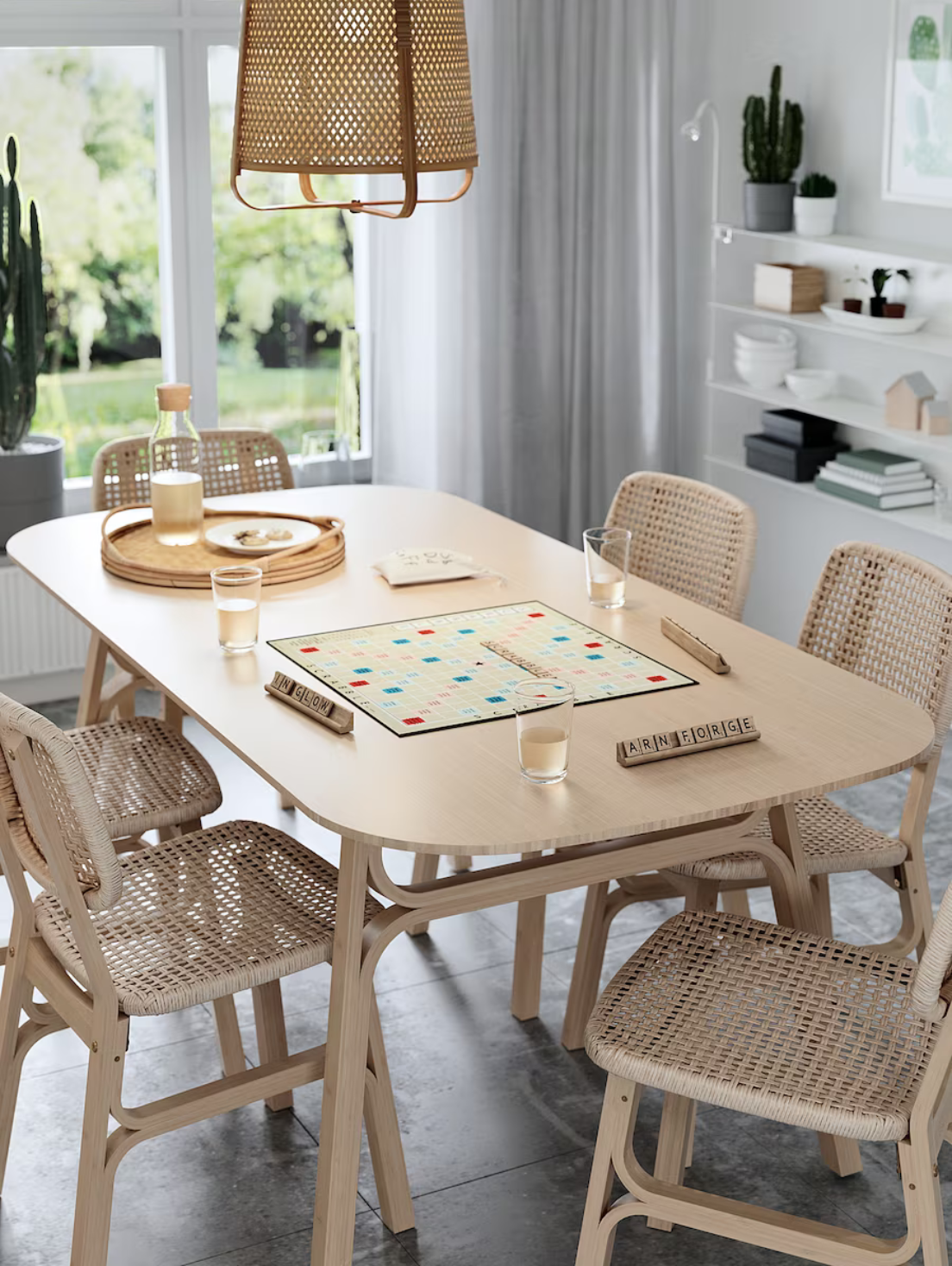 VOXLOV / VOXLOV Table and 4 chairs, bamboo/bamboo, 180x90 cm