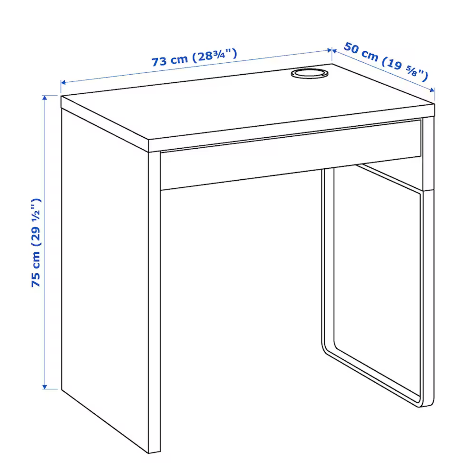 MICKE Desk, white, 73x50 cm