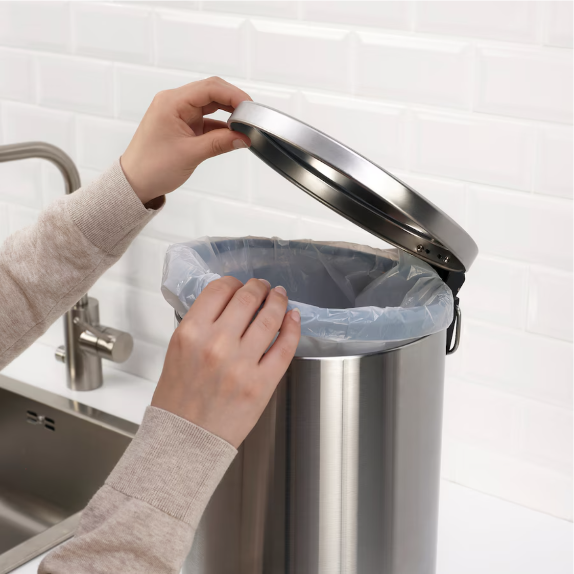 SNÖRPA Pedal bin, stainless steel, 12 l