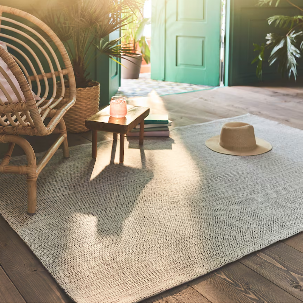 TIPHEDE Rug, flatwoven, natural/black, 120x180 cm