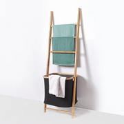 BAMBOO Laundry Ladder with removable hamper - Black