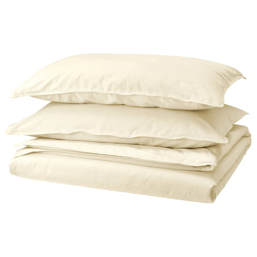 ANGSLILJA Duvet cover and 2 pillowcases, natural, 200x200/50x80 cm