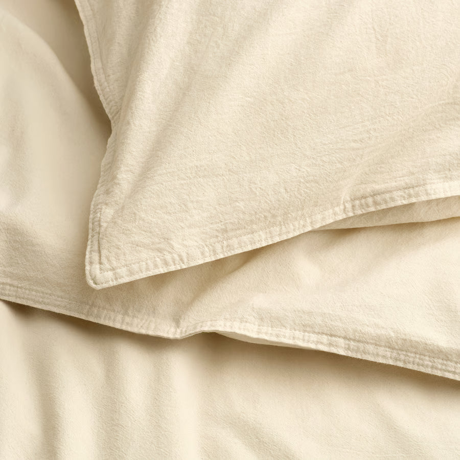 ANGSLILJA Duvet cover and 2 pillowcases, natural, 200x200/50x80 cm