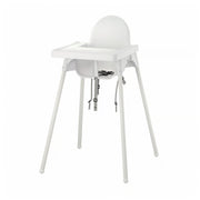 ANTILOP Highchair with tray, white/silver-colour