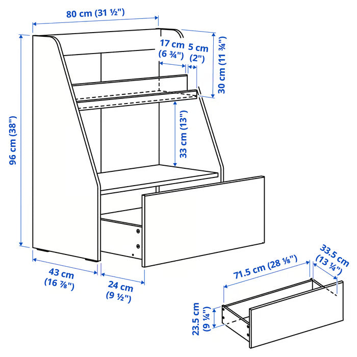 BERGIG Book display with storage, white