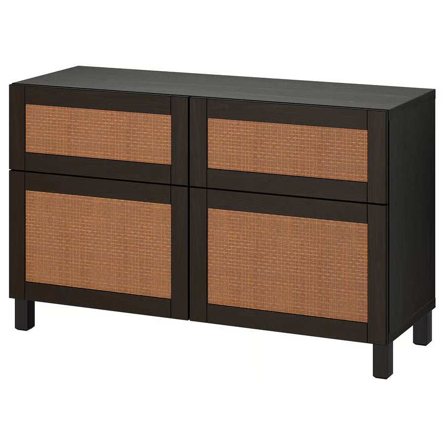 BESTA Storage combination doors/drawers, black-brown studsviken, 120x42x74 cm