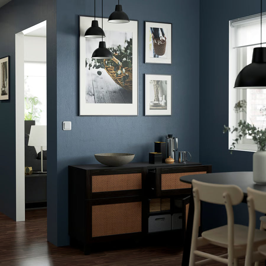BESTA Storage combination doors/drawers, black-brown studsviken, 120x42x74 cm