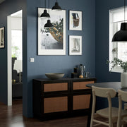 BESTA Storage combination doors/drawers, black-brown studsviken, 120x42x74 cm