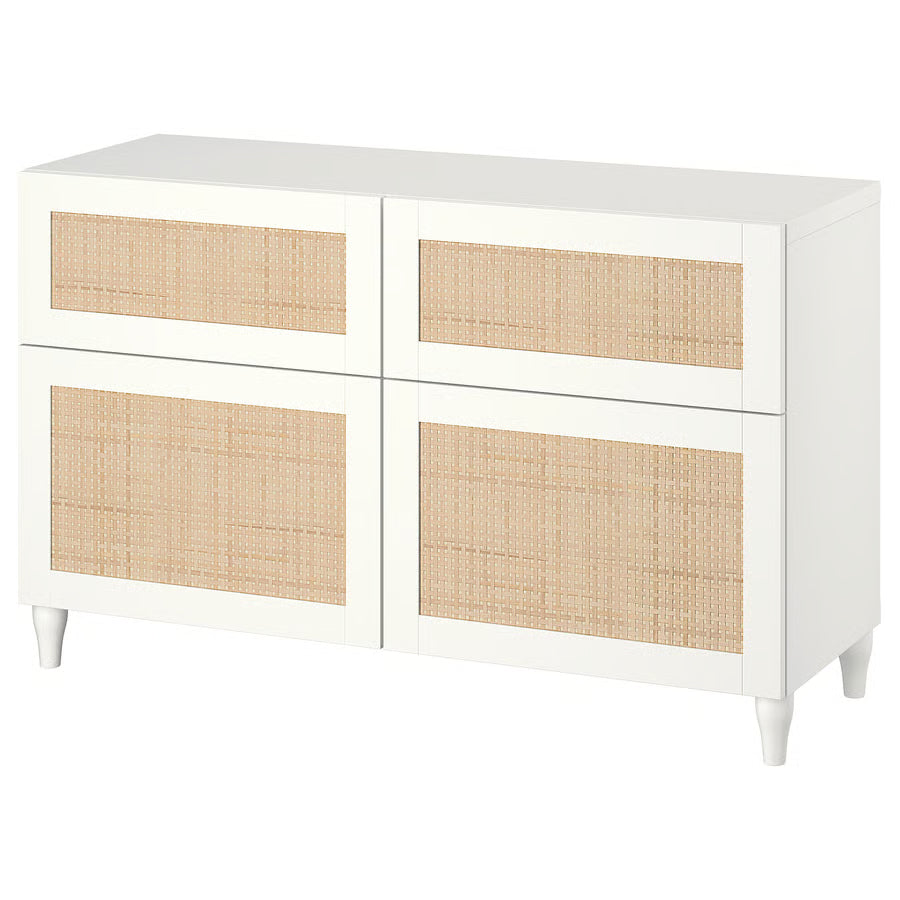 BESTA Storage combination doors/drawers, white studsviken, 120x42x74 cm