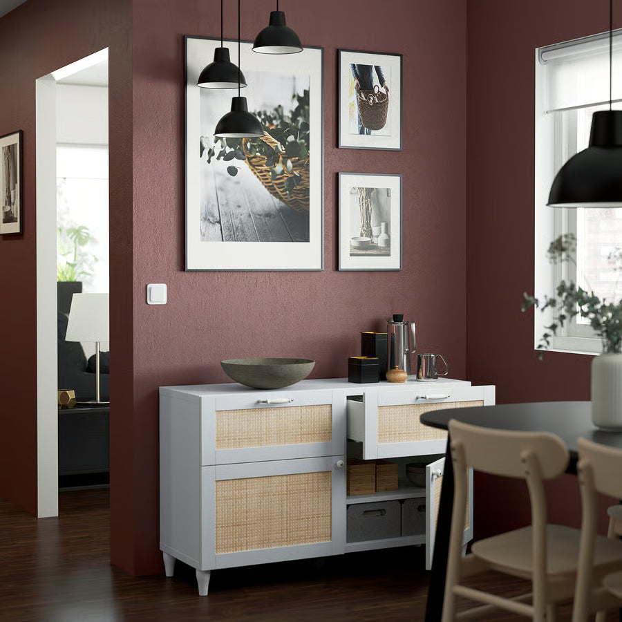 BESTA Storage combination doors/drawers, white studsviken, 120x42x74 cm