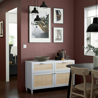 BESTA Storage combination doors/drawers, white studsviken, 120x42x74 cm
