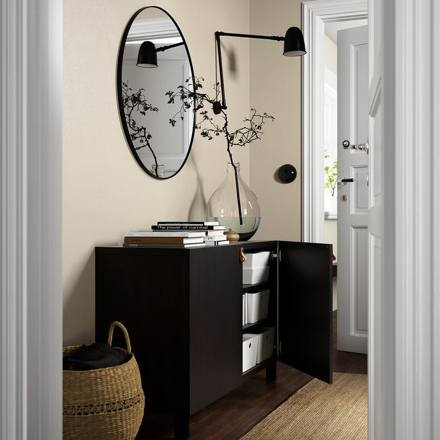 BESTA Storage combination with doors, black-brown, 120x42x74 cm