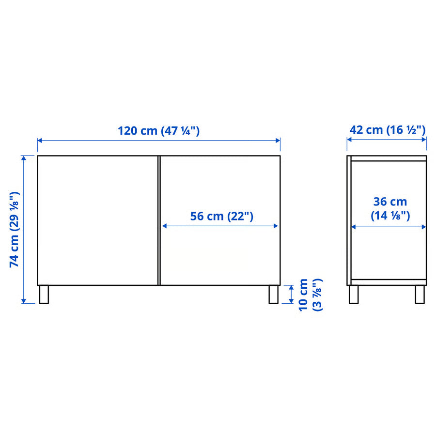 BESTA Storage combination with doors, black-brown, 120x42x74 cm