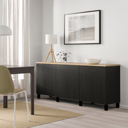 BESTA Storage combination with doors, black/Lappviken/Stubbarp black, 180x42x76 cm
