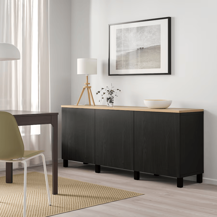 BESTA Storage combination with doors, black/Lappviken/Stubbarp black, 180x42x76 cm