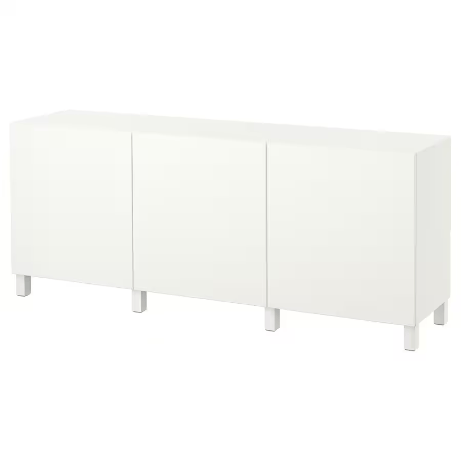 BESTA Storage combination with doors, white, 180x42x74 cm