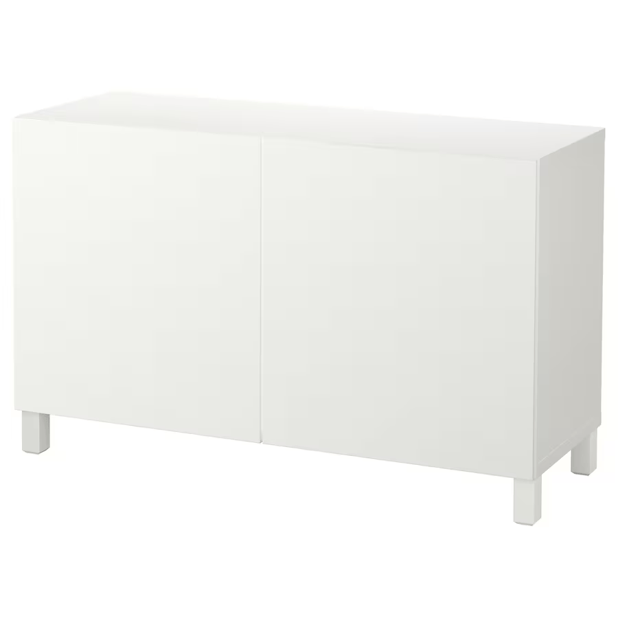 BESTA Storage combination with doors, white, 120x42x74 cm