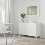 BESTA Storage combination with doors, white, 120x42x74 cm