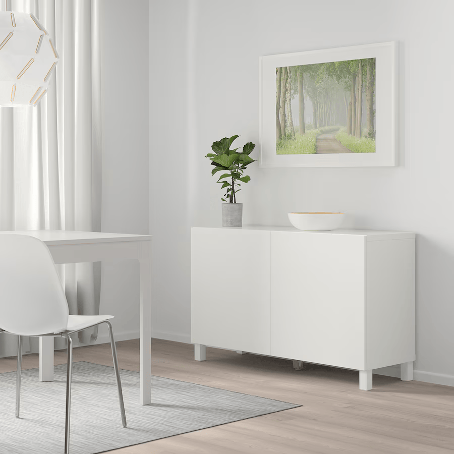 BESTA Storage combination with doors, white, 120x42x74 cm