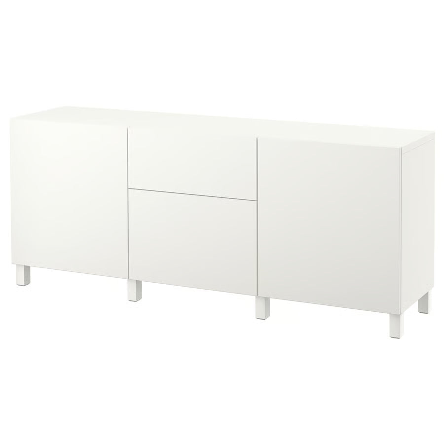 BESTA Storage combination with drawers, white, 180x42x74 cm