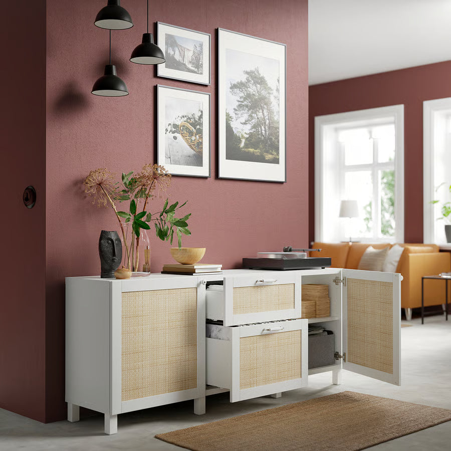 BESTA Storage combination with drawers, white poplar, 180x42x74 cm