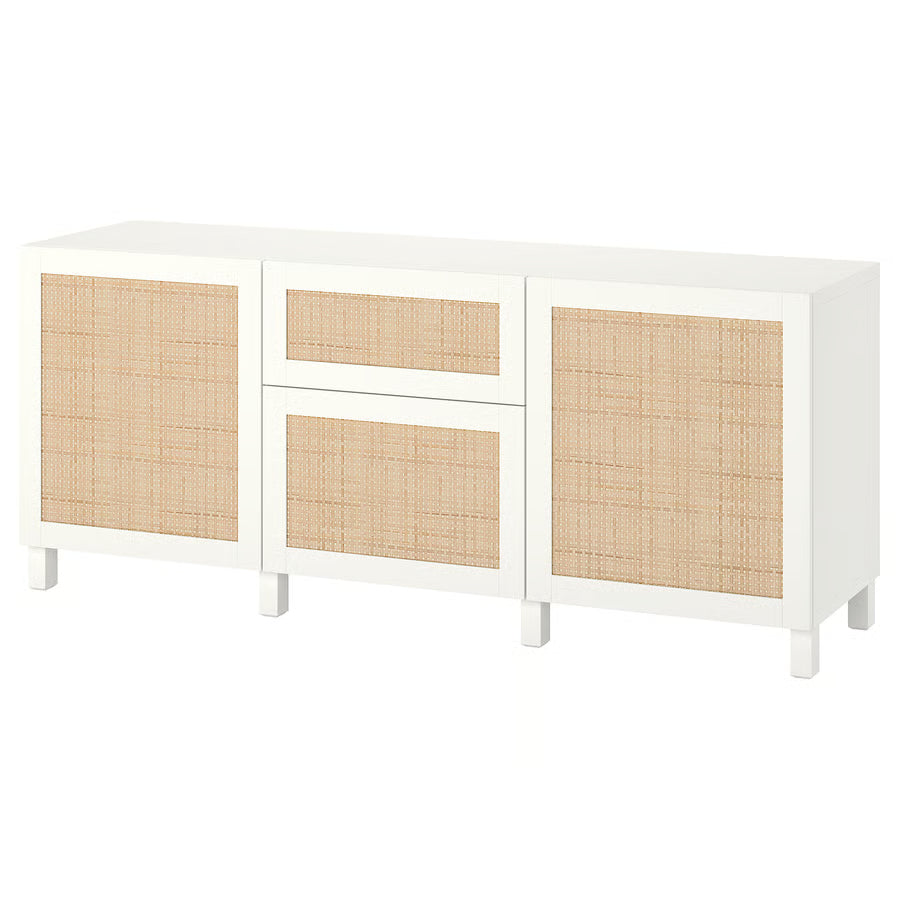BESTA Storage combination with drawers, white poplar, 180x42x74 cm