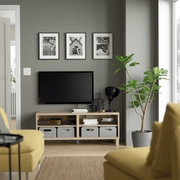 BESTA TV bench, white stained oak effect, 120x40x48 cm