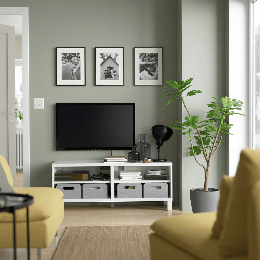 BESTA TV bench, white, 120x40x48 cm