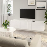 BESTA TV bench with doors, white/Selsviken high-gloss/white, 180x42x38 cm