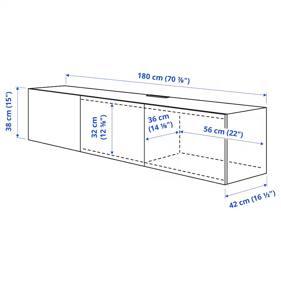 BESTA TV bench with doors, black-brown/Lappviken black-brown, 180x42x38 cm