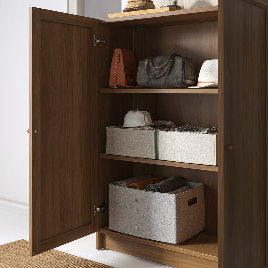 BILLY / OXBERG Bookcase with doors, brown walnut effect, 80x30x106 cm