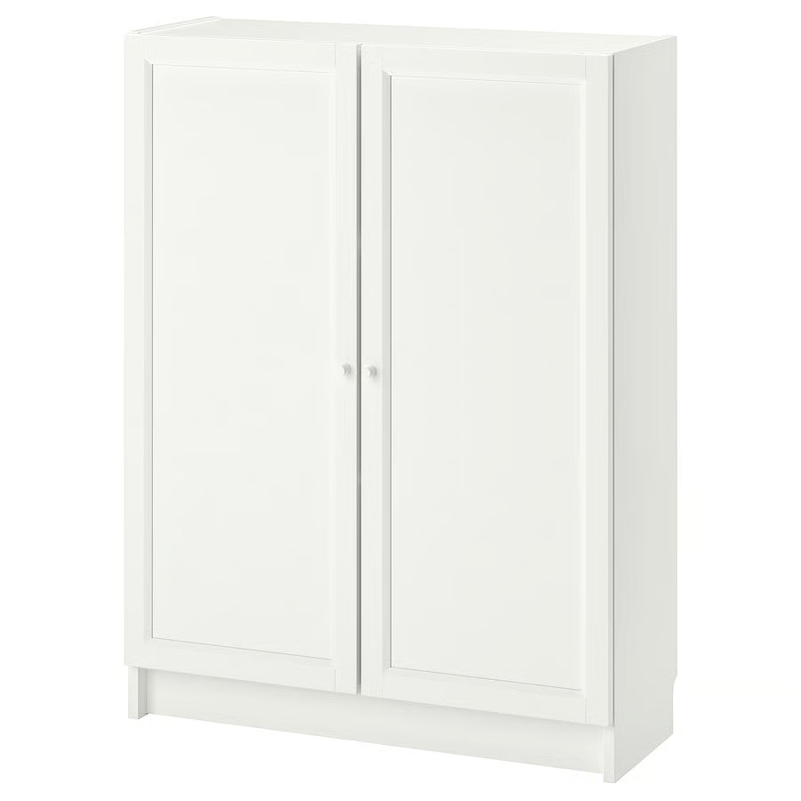 BILLY / OXBERG Bookcase with doors, white, 80x30x106 cm