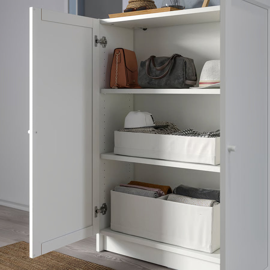 BILLY / OXBERG Bookcase with doors, white, 80x30x106 cm